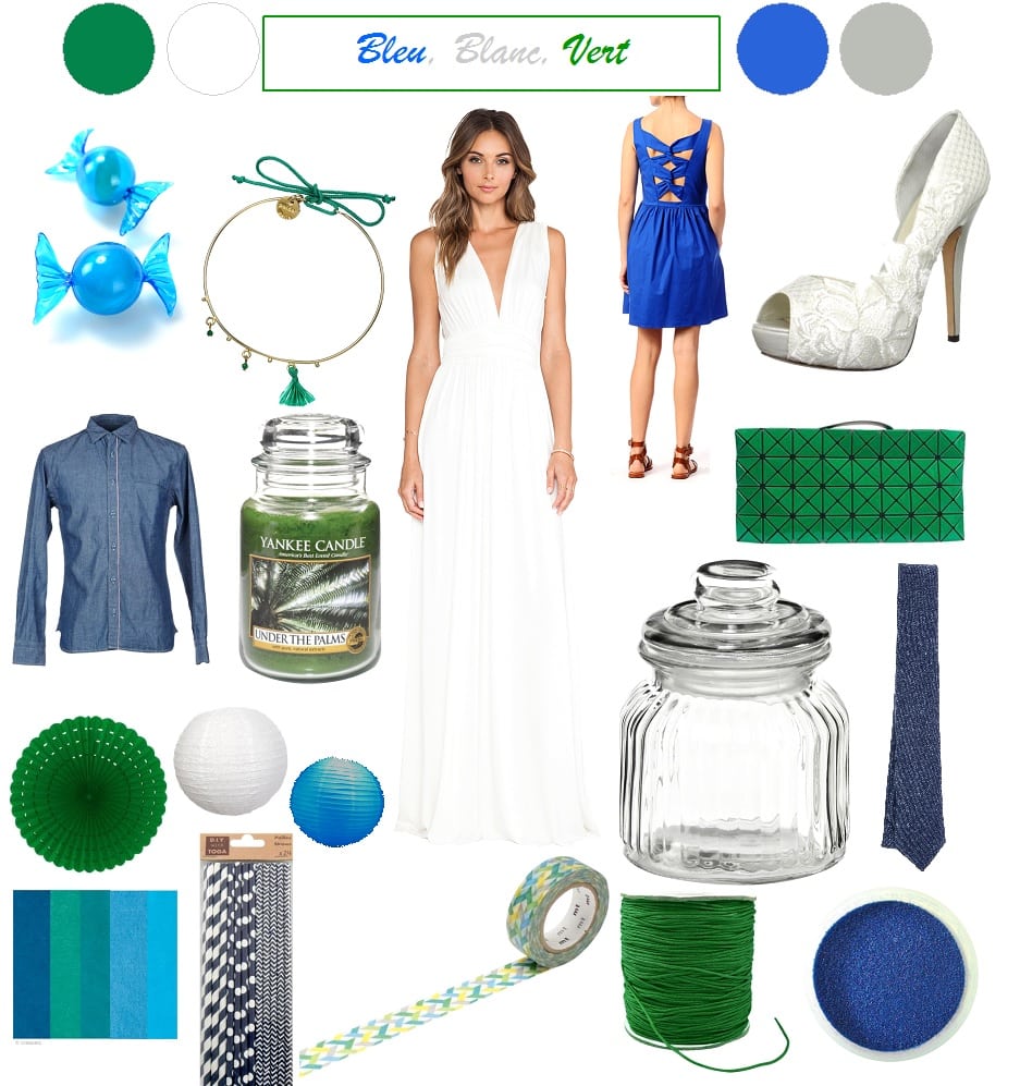 decoration mariage blanc bleu vert